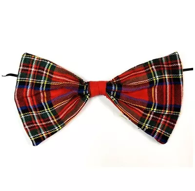 X-Large Tartan Bow Tie Fancy Dress Costume Funny Geek Nerd School Boy Girl • £3.49