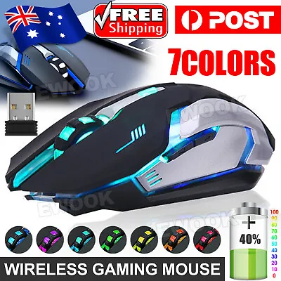 $17.50 • Buy LED Wired Wireless Gaming Mouse USB Ergonomic Optical For PC Laptop Rechargeable