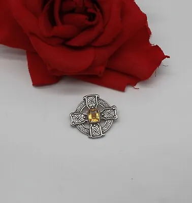 Sterling Silver Citrine Maltese Cross Vintage 8.24g Pin Brooch  CAT RESCUE • $29.99