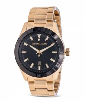 Michael Kors Layton MK8816 Men's Watch Gold Tone Black Dial MSRP $250 • $150