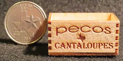 Pecos Cantaloupe Market Produce Crate 1:12 Miniature Fruit Vegetable Texas Farm • $3