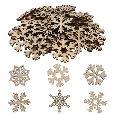 Wood Pendant Xmas Wooden Craft Centerpieces Snowflake Christmas Decorations • $9.20