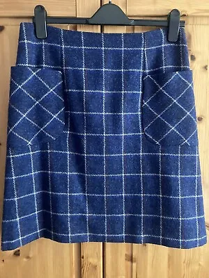 Laura Ashley Blue Check Skirt Size 12 Lined Excellent Condition • $45.63