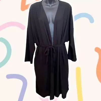 New MONKI Black Duster Wrap Jacket Midi Long Kimono Belt Cardigan ASOS L (12-14) • $60