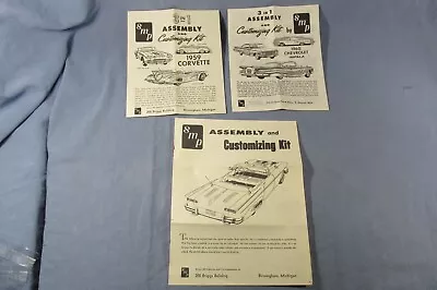 LOT Of 2 SMP Car Model INSTRUCTIONS ONLY For 1959 Corvette & 1960 Chevy Impala • $10