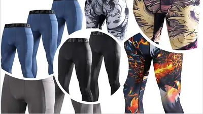 Men's Compression Fit 3/4 Or Full Leggings - Choose Your Size And Colour - NEW • £7.99