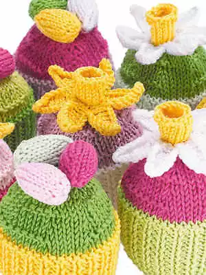 Dk Yarn Laminated Knitting Pattern Easter Eggs Spring Daffodil Cupcakes   • £1.79