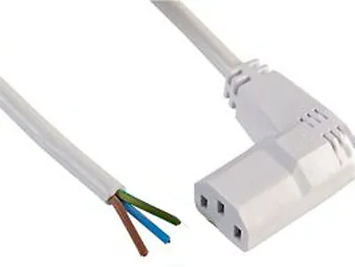 1m 90° Right Angle Iec C13 Socket To Bare/open Ends White Cablelcd Kettle Lead • £3.29