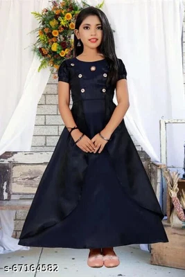 $27.75 • Buy Indian FANCY GOWN Dress, Silk Solid Short Sleeves For Party Wear & Festival