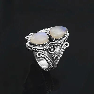 Rainbow Moonstone Ring For Women 925 Sterling Silver Handmade Gemstone Jewelry • $29.58