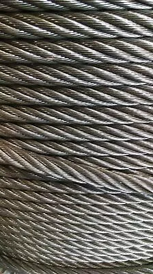 1/2  6x36 IWRC Bright Wire Rope Steel Cable (100 Feet) • $244