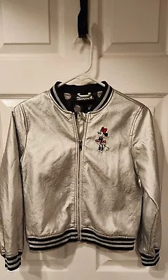 Disney Minnie Mouse Jacket Letterman Varsity Silver Metallic Bomber • $25