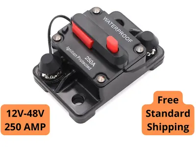 250 Amp Waterproof Circuit Breaker Auto/Marine/Solar 12-48V DC Manual Reset • $11.99