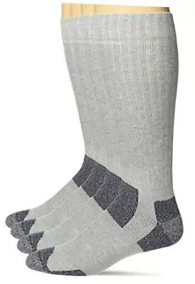  Men's Steel Toe Boot Cushion Work Crew Socks 4 Pair Pack Large Grey • $25.79