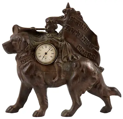 Antique Cast Iron Cigar Advertising Clock Victory's Dog's Head Cigars Display • $3250