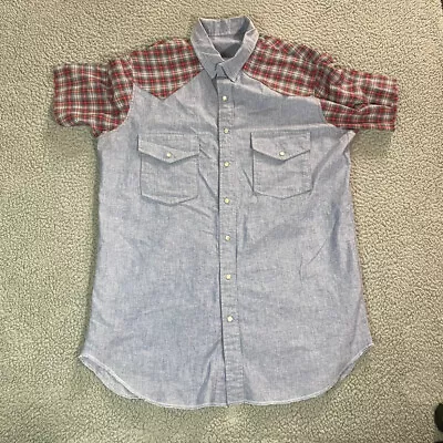 Vintage Western Pearl Snap Button Up Shirt Men's Short Sleeve Cowboy Shoulder XL • $17.99