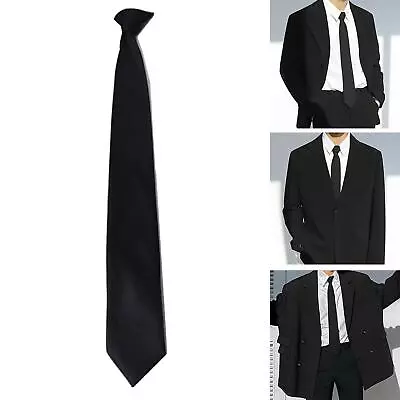 Black Clip On Tie Security Tie Doorman Steward Matte Tie Funeral Black • $2.90