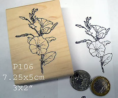 P106 Morning Glory Flowers Rubber Stamp • $12.75