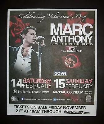Marc Anthony Cambio De Peil Tour NY Area Concerts 2015 Poster Type Ad Advert • $7.99