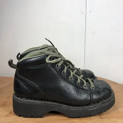 American Eagle Boots Womens 6 M Vintage Chunky Y2K Black Leather Hiking Shoes • $39.97