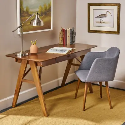 Modern Wood Desk Office Computer And Writing Mid Century Oak Table Matte Storage • $252.04