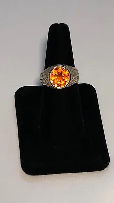 Super Mandarin Garnet Ring Portuguese Round Cut 18K White Gold 9.44 Carats • $7450