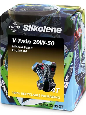 Silkolene Ester Mineral Based Engine Oil Motorcycle V-TWIN 20W-50 4L API CF/SG • £34.99