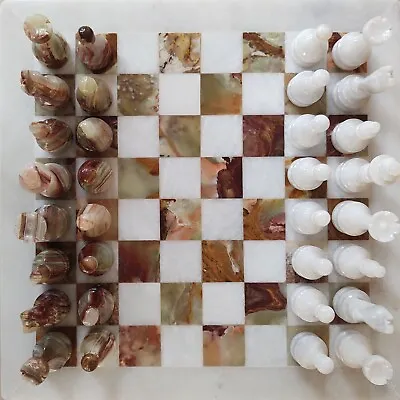 JT Handmade White And Green Onyx Marble Chess Game Set For Home Décor Gift • $105