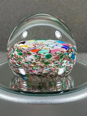 Vintage Glass Paperweight Millefiori Tight Stacked Multicolor Ground Unsigned • $29.99