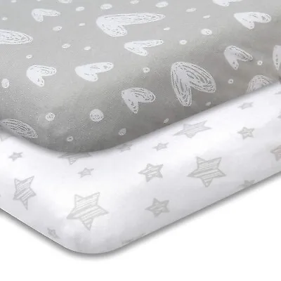 Pack N Play Playard Sheets 100% Jersey Knit Cotton Stretchy 39 X27  2 Pack Gray • $18.99