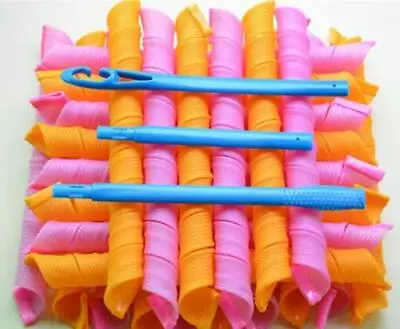 £9.99 • Buy 20X 55CM Magic Long Hair Curlers Curl Leverage Rollers Spiral Styling Tool +Hook