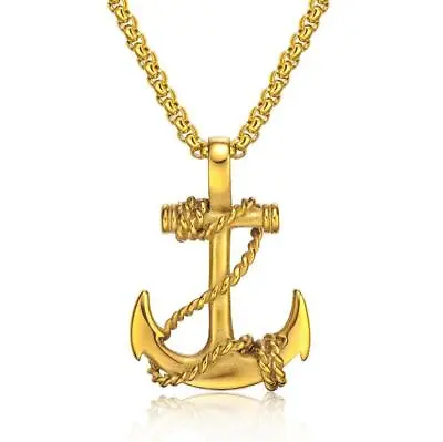 $5.99 • Buy Mens Stainless Steel Nautical Surfing Beach Anchor Pendant Necklace Men