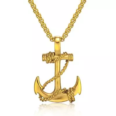 $5.99 • Buy Mens Stainless Steel Nautical Surfing Beach Anchor Pendant Necklace Men