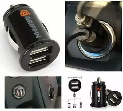 Dual Griffin Car Charger USB 12v Lighter Socket Adapter Plug Twin Fast UK Post • £1.99