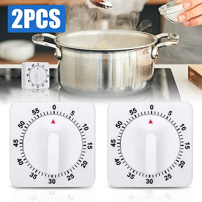 2Pcs Kitchen Cooking Timer Clock Mechanical Alarm 60 Minutes Count Down Counter • $10.48