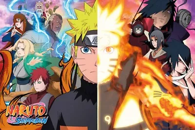 Naruto Shippuden  Split  Anime Poster 36x24in NEW • $21.50