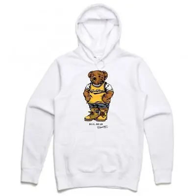 NEW Streetwear On Demand BIGGIE BEAR WHITE Pullover Hoodie SMALL-3XLARGE LIMITED • $109.35