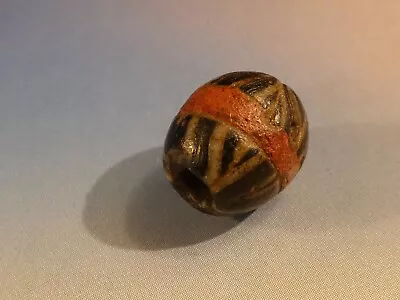 Ancient Roman Asia Minor Syria Banded Glass Bead Blk White Red Colors 10.6-9.8 • $0.99