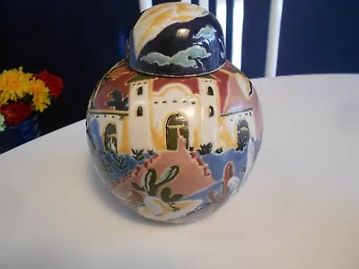 Hacienda/southwestern Design Jar/vase With Lid-textured Feel-6  X 4 1/2  Vg++ • $6.49