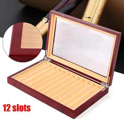 Vintage 12 Slots Fountain Pen Case Wood Pen Display Case Red Pen Collector New  • $24.70