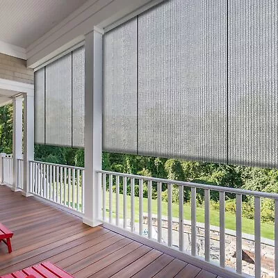 Gray Roll Up Shade Roller Curtain For Patio Porch Pergola Balcony Yard Outdoor • $116.99