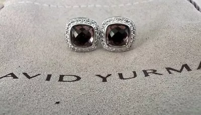 David Yurman Sterling Silver Albion Earrings Morganite & Diamonds 7mm • $325