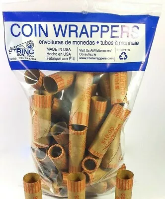 144 Count Crimped End Preformed Cartridge Coin Wrappers Tubes For Quarters • $11.98