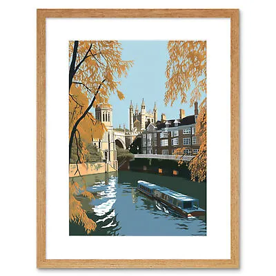 River Cam And University Buildings Of Cambridge Framed Art Print Picture 9X7 In • £15.99