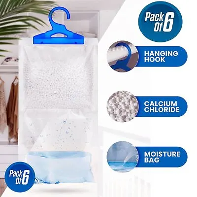 6 X Hanging Wardrobe Dehumidifier Damp Mould Mildew Moisture Condensation Trap • £7.95