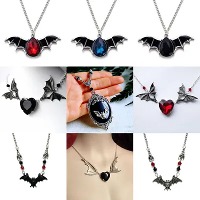 Bat Skull Spider Pendant Necklace Zirconia Halloween Gothic Party Silver Jewelry • $2.11