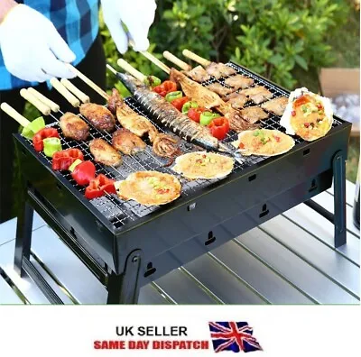 Large Portable Folding BBQ Charcoal Barbecue Camping Grill Travel Picnic Outdoor • £9.99