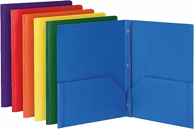 2 Pocket Folders With Fasteners Sturdy Plastic Folders Letter Size Asstd. Col • $17.44