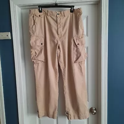 Vtg Polo Ralph Lauren Cargo Pants Mens 42x32 Khaki Baggy Military Utility Flaws • $59.95