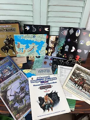 Vintage Lot Of Advanced Dungeons And Dragons RPG Gaming Books Maps Pages Random • $53